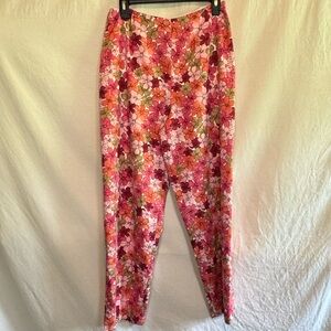 F-186 Pursuits Ltd Pink Floral Silk Blend Lined‎ Dress Pants Size 10
